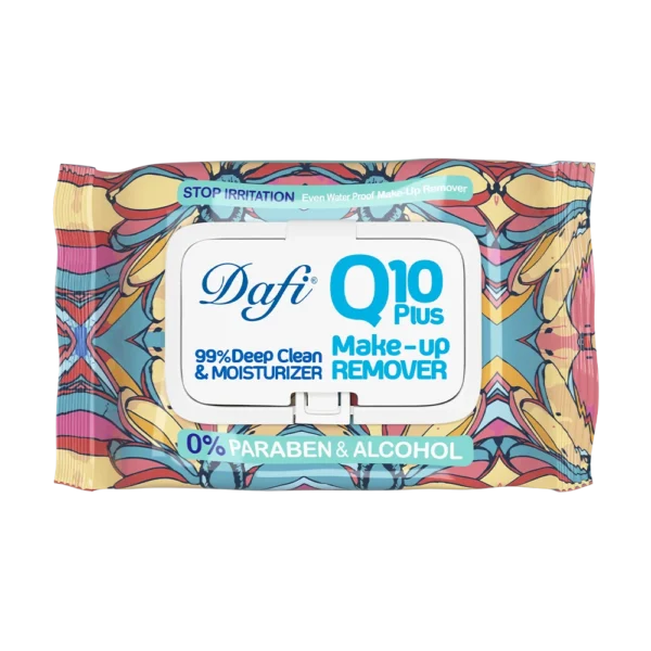 دستمال مرطوب پاک کننده آرایش دافی مدل Q10 طرح گل 2 50 عددی
